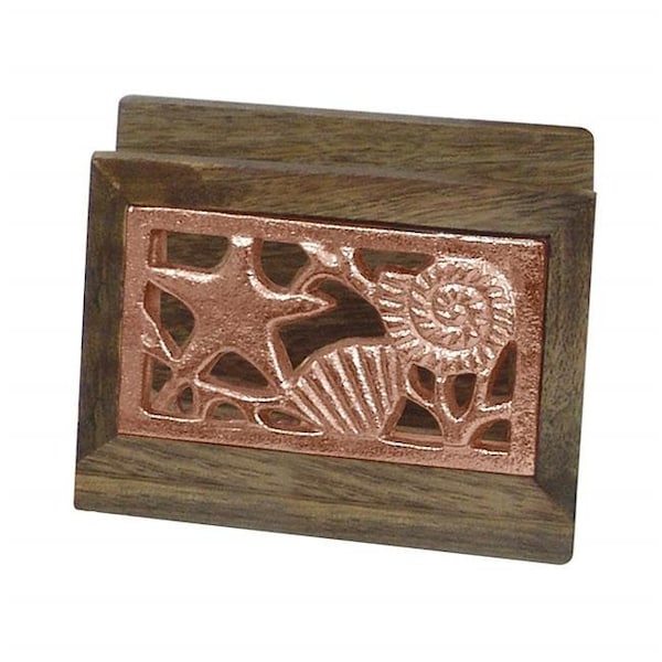 Nu Steel NuSteel TG-NP-01C Wooden Napkin Holder with Burnt Wood & Copper TG-NP-01C - main